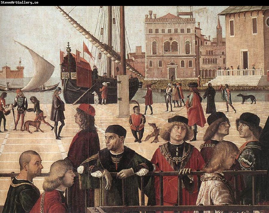 CARPACCIO, Vittore Arrival of the English Ambassadors (detail) fg